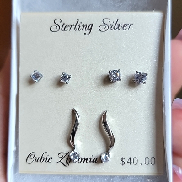 Kohl's Jewelry - 💎 Stud & Drop Earring Set of 3 - Sterling Silver and Cubic Zirconia